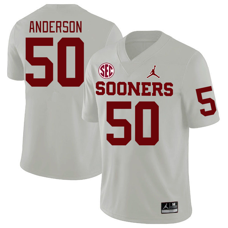 #50 Ben Anderson Oklahoma Sooners 2024 SEC Conference College Football Jerseys-White